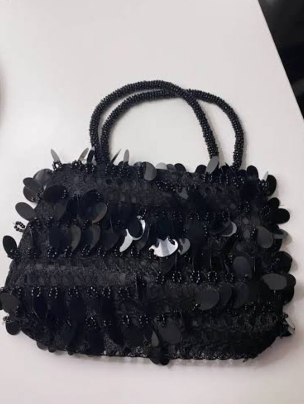 Sexy Glamour Black Sequins and Beads Mini Cocktail Evening Purse Handbag 6x7